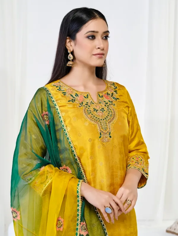 Mustard_Yellow_Silk_Blend_Premium_Kurta_Sets_For_Women