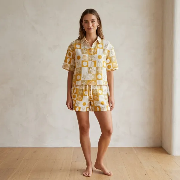 Yellow_Printed_Cotton_Shirt_and_Shorts_Co-ord_Set_for_Women