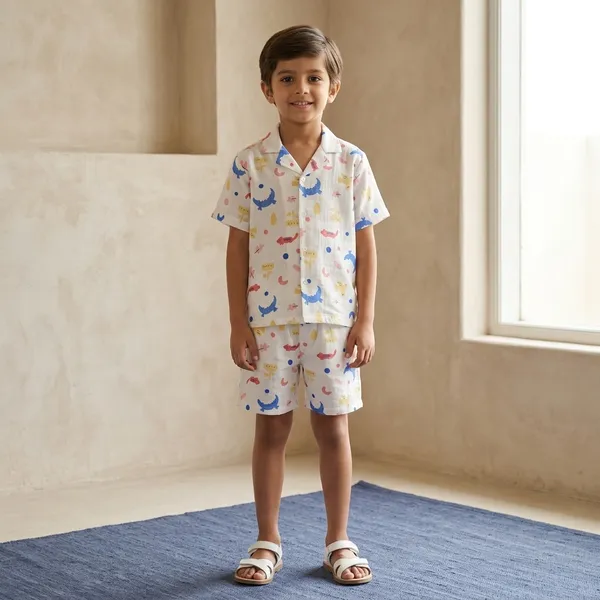 White_Printed_Cotton_Shirt_and_Shorts_Co-ord_Set_for_Kids