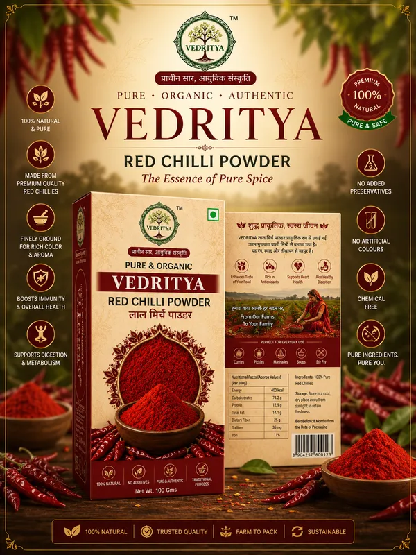 Pack_Of_4_Combo_of_Vedritya_A2_Gir_Cow_Ghee_(500_gram_)_And__Red_Chilli_Powder