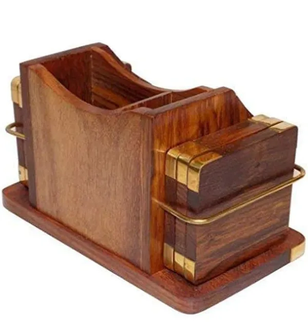 Wooden_Business_Card_Holder_With_Brass_Decorative_Desk_Organizer_Indian_Rosewood_Coasters_Set_Pen_Stand_Table_Accessories