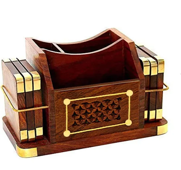 Wooden_Business_Card_Holder_With_Brass_Decorative_Desk_Organizer_Indian_Rosewood_Coasters_Set_Pen_Stand_Table_Accessories