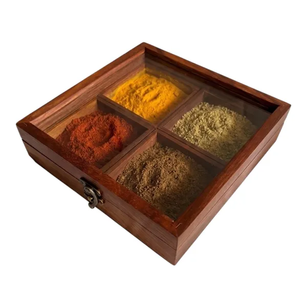 Smartwoodz_Wooden_Spice_Box_for_Kitchen,_4_Compartment_Masala_Organizer_with_Glass_Lid,_Masala_Dabba_Masala_Dani_Masala_Box_Gift_Spice_Container_Brown_Sheesham_Wood_Spice_Storage_Container