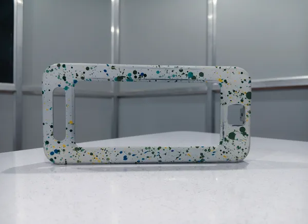 White_Paint_Splatter_Design_Phone_Case_Frame_-_Transparent_Bumper_Cover_With_Colorful_Dots