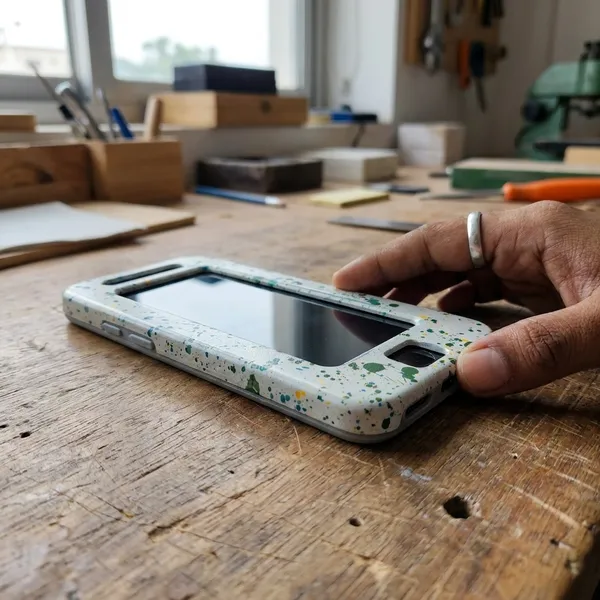 White_Paint_Splatter_Design_Phone_Case_Frame_-_Transparent_Bumper_Cover_With_Colorful_Dots