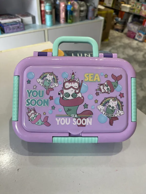 Purple_Plastic_Unicorn_Mermaid_Lunch_Box_With_Spoon_For_Kids