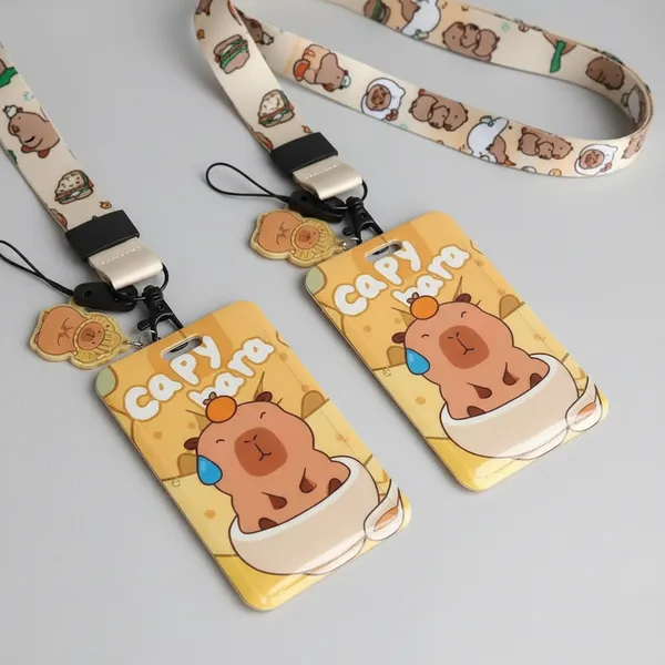 Capybara_Cartoon_Character_Lanyard_With_Card_Holder_-_Pack_of_2