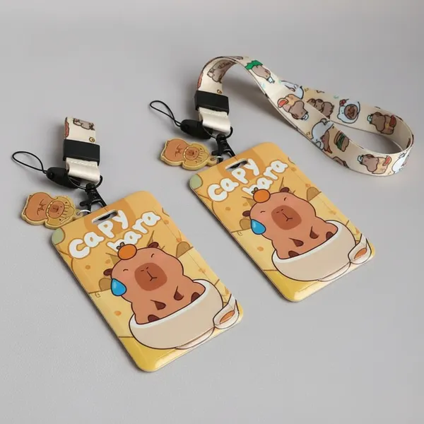 Capybara_Cartoon_Character_Lanyard_With_Card_Holder_-_Pack_of_2