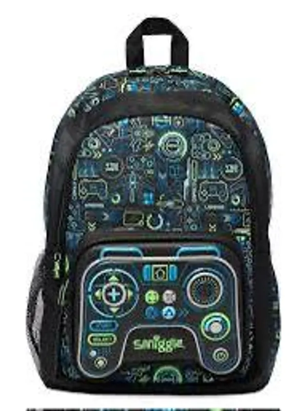 Black_Polyester_Gaming_Controller_Print_School_Backpack_For_Kids