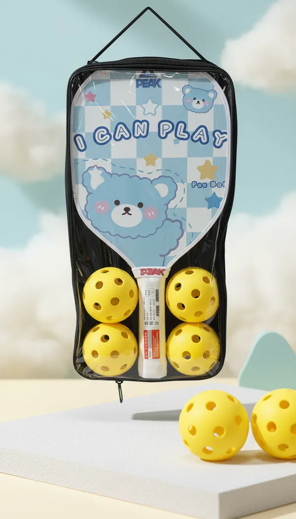 Blue_Bear_Plastic_Pickleball_Paddle_Set_With_4_Balls_And_Bag