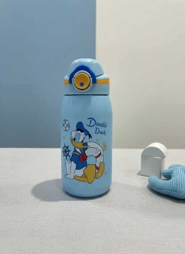 Blue_Stainless_Steel_Donald_Duck_Insulated_Water_Bottle_For_Kids