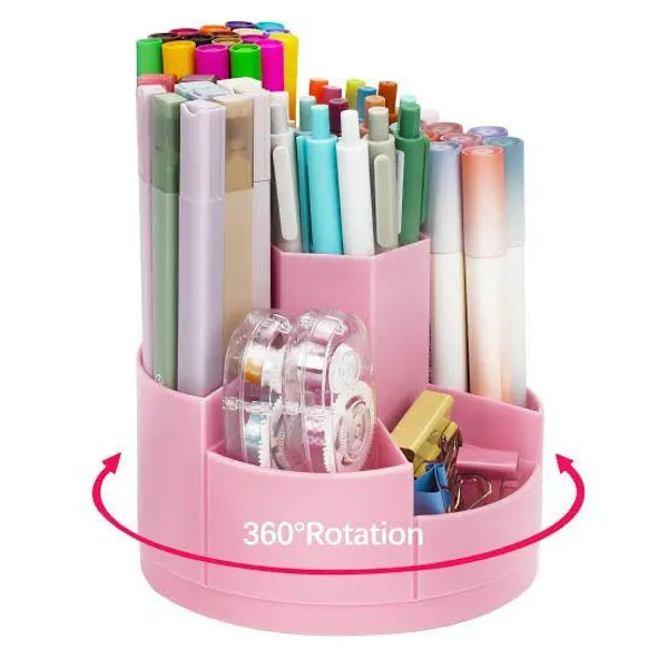 360Ã‚Â°_Rotating_Desktop_Organizer_With_Multiple_Compartments_-_Pink