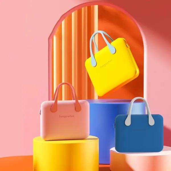 Yellow_Silicone_Handbag_With_Contrast_Handles_For_Women