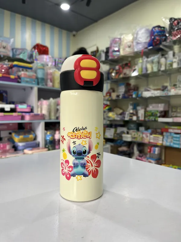 Yellow_Stainless_Steel_Stitch_Hibiscus_Insulated_Water_Bottle_For_Kids