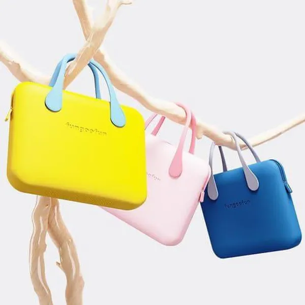 Yellow_Silicone_Handbag_With_Contrast_Handles_For_Women