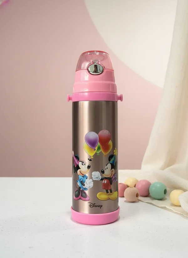 Pink_Stainless_Steel_Mickey_&_Minnie_Mouse_Water_Bottle_With_Straw_For_Kids