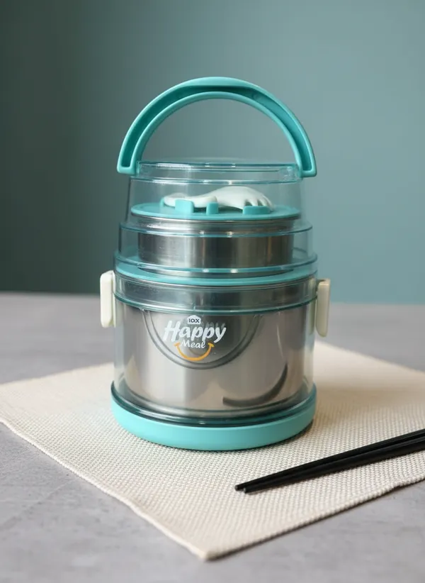 Stainless_Steel_Teal_Blue_3-Layer_Insulated_Lunch_Box