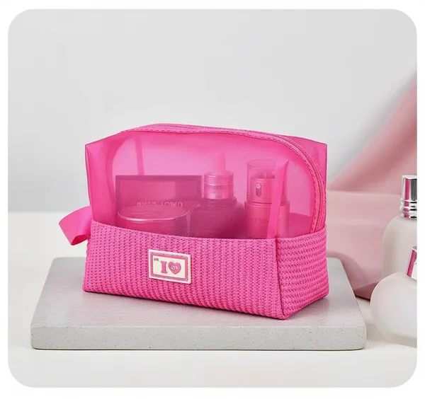 Pink_Pvc_Mesh_Transparent_Cosmetic_Pouch_For_Women