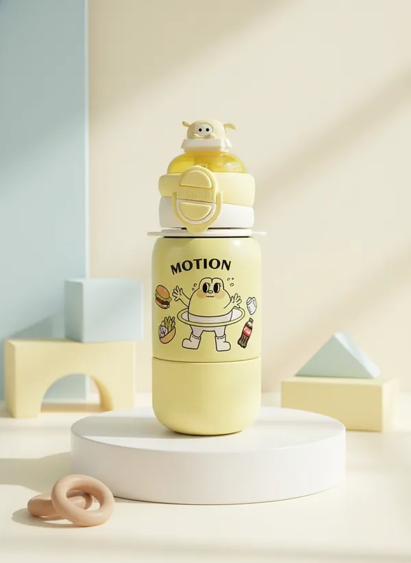 Yellow_Cartoon_Character_Flip_Cap_Straw_Water_Bottle_For_Kids