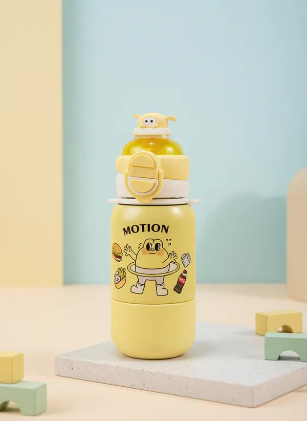 Yellow_Cartoon_Character_Flip_Cap_Straw_Water_Bottle_For_Kids