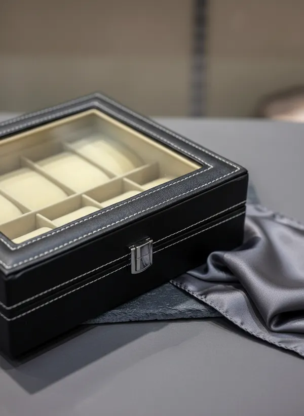 Premium_10-Slot_Watch_Display_Case_With_Glass_Top_-_Black_Leather_Finish