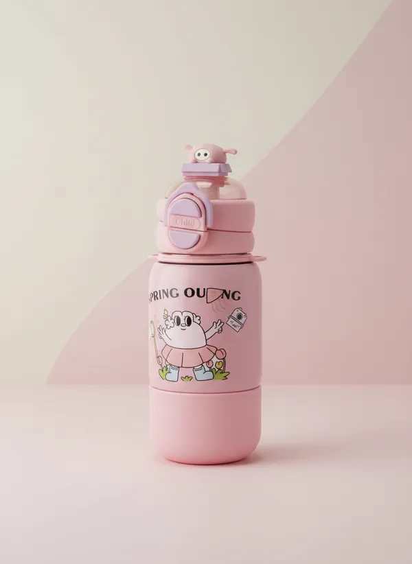 Pink_Stainless_Steel_Insulated_Pig_Design_Water_Bottle_For_Kids
