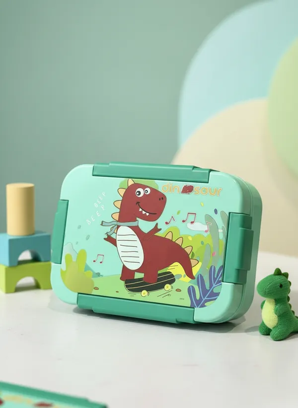 Green_Plastic_Dinosaur_Print_Lunch_Box_With_Handle_For_Kids