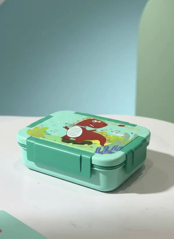 Green_Plastic_Dinosaur_Print_Lunch_Box_With_Handle_For_Kids