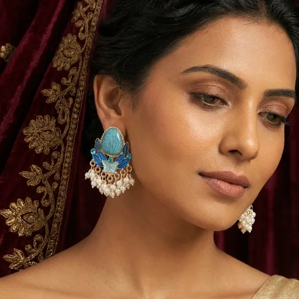 Turquoise_Stone_Butterfly_Pearl_Drop_Earrings