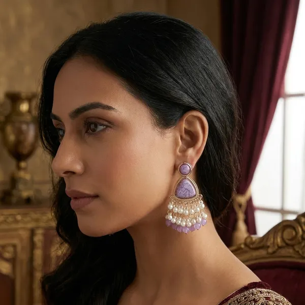Purple_Stone_Chandelier_Earrings_With_Pearl_And_Bead_Danglers