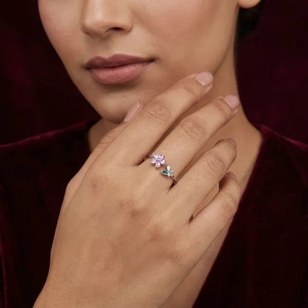 Pink_Flower_Ring_With_Leaf_Accent