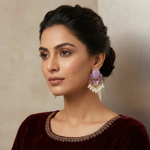 Purple_Stone_Butterfly_Pearl_Drop_Earrings_-_Ethnic_Designer_Jewellery