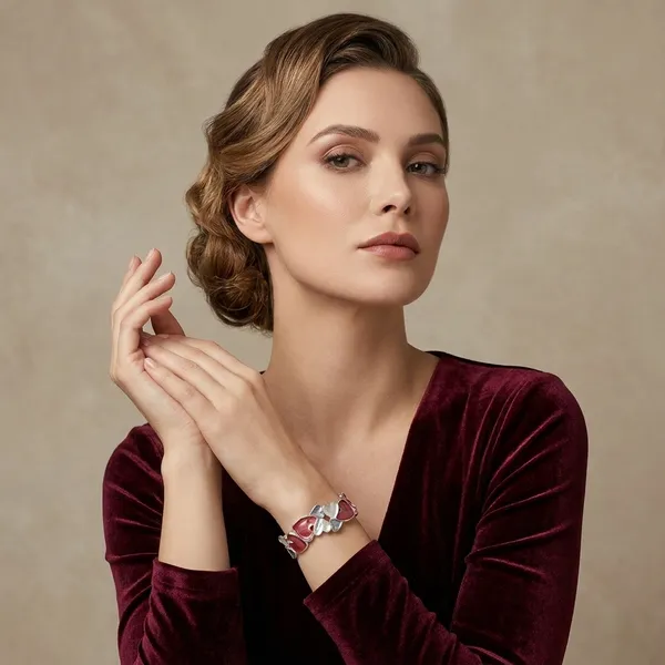 Pink_And_Silver_Heart-Shaped_Enamel_Bracelet