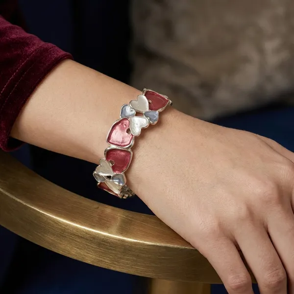 Pink_And_Silver_Heart-Shaped_Enamel_Bracelet