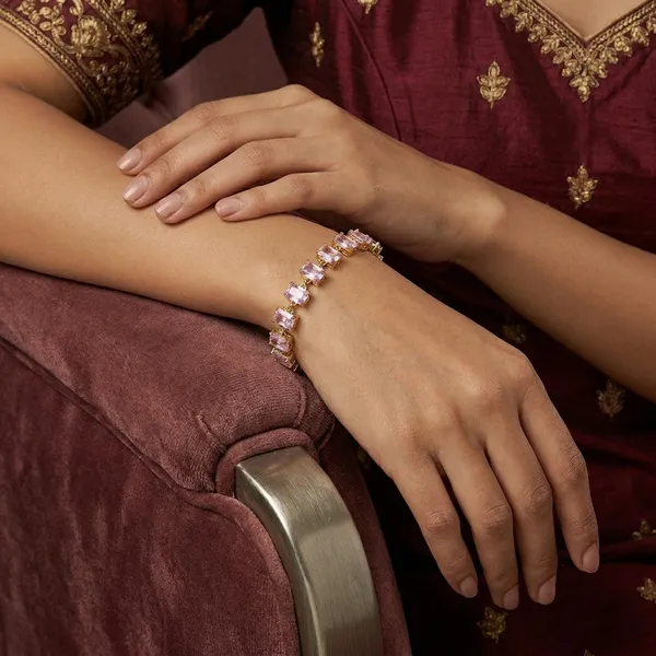 Pink_Crystal_Stone_Bracelet_With_Gold_Chain
