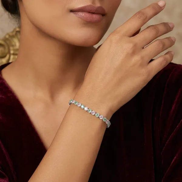Elegant_Multicolor_Stone_Studded_Silver_Bracelet