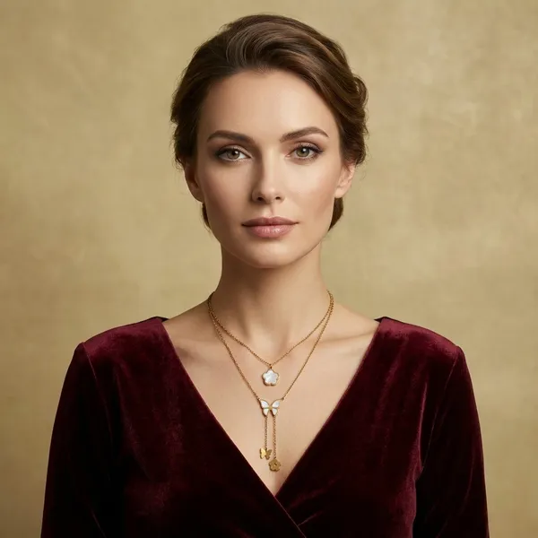 Elegant_Layered_Butterfly_&_Flower_Charm_Necklace_Set_-_Gold_Tone