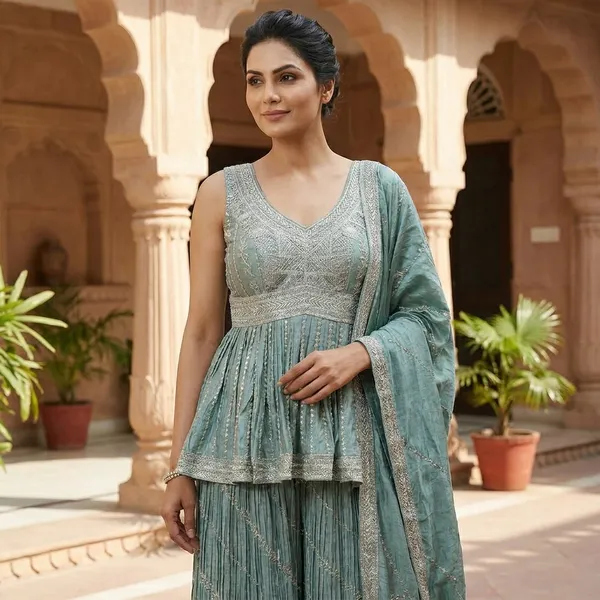 Stylish_Choli_Palazzo_Set_Festive_Wear