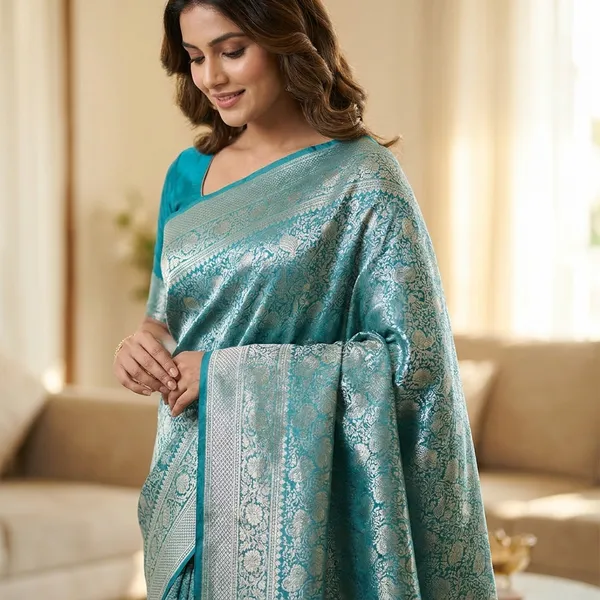 Premium_Soft_Silk_Saree_With_Rich_Jacquard_Floral_Weaving_And_Zari_Border__Designer_Festive_Wedding_And_Traditional_Wear_With_Running_Blouse_Piece