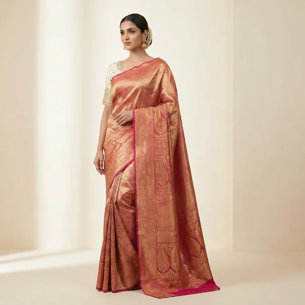 Luxury_Kanjivaram_Silk_Saree_With_Intricate_Zari_Weaving_And_Traditional_Rich_Border__Bridal_Wedding_And_Festive_Wear_Saree