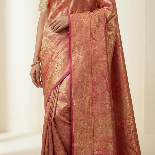 Luxury_Kanjivaram_Silk_Saree_With_Intricate_Zari_Weaving_And_Traditional_Rich_Border__Bridal_Wedding_And_Festive_Wear_Saree