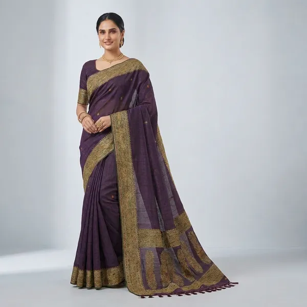 Gala_Palin_Silk_Saree_With_Elegant_Zari_Border_And_Traditional_Woven_Motifs__Designer_Wedding_Festive_And_Evening_Wear_Silk_Saree