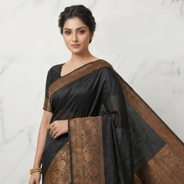 Elegant_Black_Banarasi_Silk_Saree_With_Traditional_Gold_Zari_Weaving_And_Rich_Border__Luxury_Wedding_Festive_And_Evening_Wear_Saree