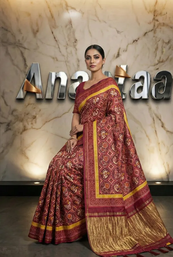 Gaji_Silk_Patola_Saree_With_Mustard_Gold_Border_And_Rich_Woven_Pallu__Traditional_Festive_Wedding_And_Ethnic_Wear_Saree