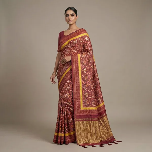 Gaji_Silk_Patola_Saree_With_Mustard_Gold_Border_And_Rich_Woven_Pallu__Traditional_Festive_Wedding_And_Ethnic_Wear_Saree
