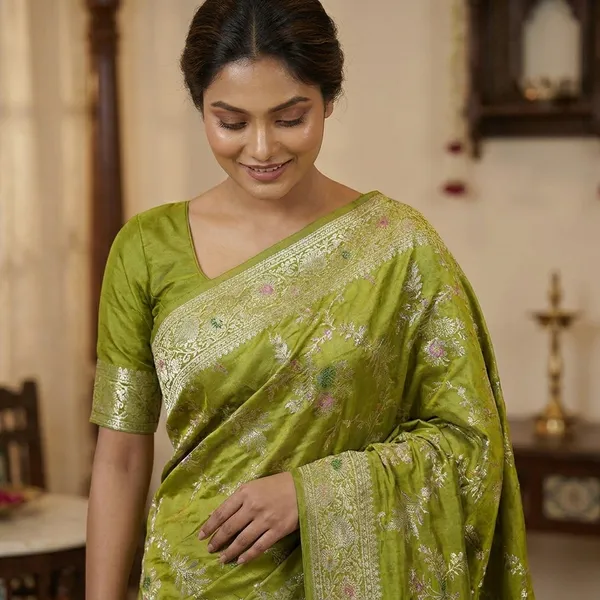 Banarasi_Silk_Saree_With_Luxurious_Zari_Border_And_Grand_Pallu__Designer_Wedding_Festive_And_Traditional_Wear_Saree