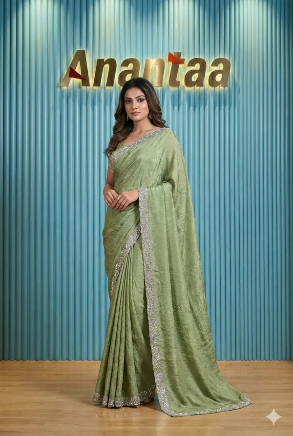Party_Wear_Crepe_Silk_Saree_With_Shimmer_Detailing_And_Embellished_Border__Elegant_Evening_Wedding_And_Celebration_Wear_Saree