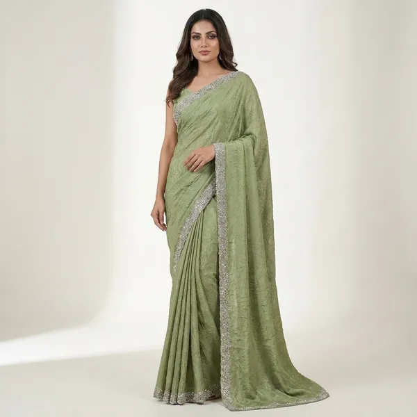 Party_Wear_Crepe_Silk_Saree_With_Shimmer_Detailing_And_Embellished_Border__Elegant_Evening_Wedding_And_Celebration_Wear_Saree