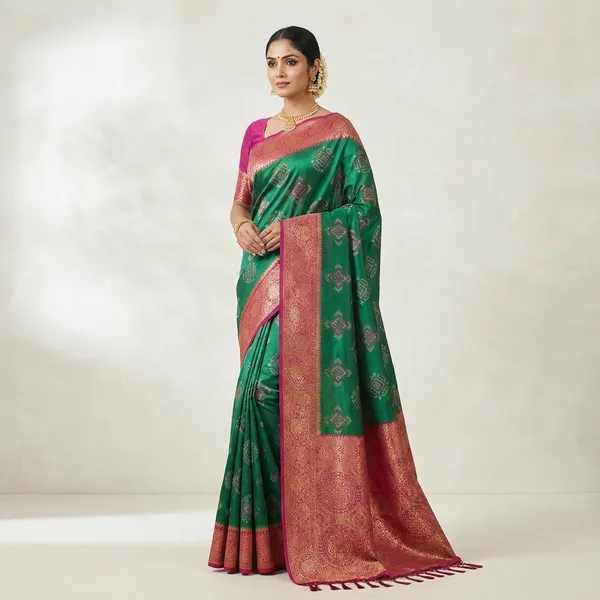 Banarasi_Saree_With_Traditional_Zari_Weaving_And_Blouse_Piece__Designer_Wedding_Reception_And_Festive_Wear_Saree