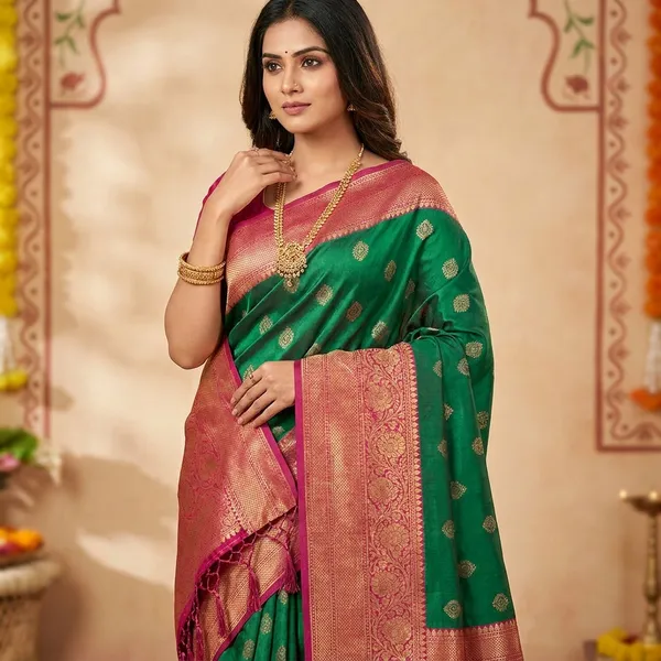 Banarasi_Saree_With_Traditional_Zari_Weaving_And_Blouse_Piece__Designer_Wedding_Reception_And_Festive_Wear_Saree